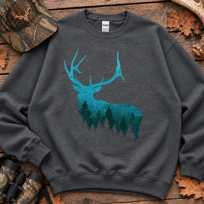 Topographic Bull Elk Sweatshirt in Dark Heather