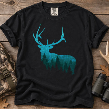 Topographic Bull Elk T-Shirt in Black