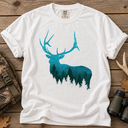 Topographic Bull Elk T-Shirt in White