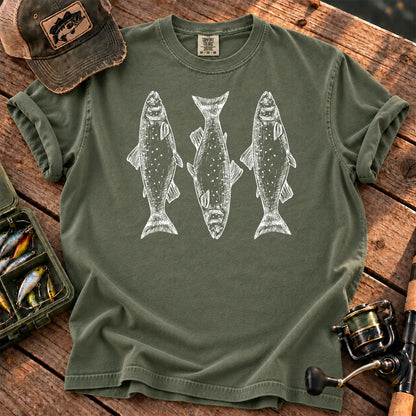 Trout Tattoo Trio T-Shirt in Moss