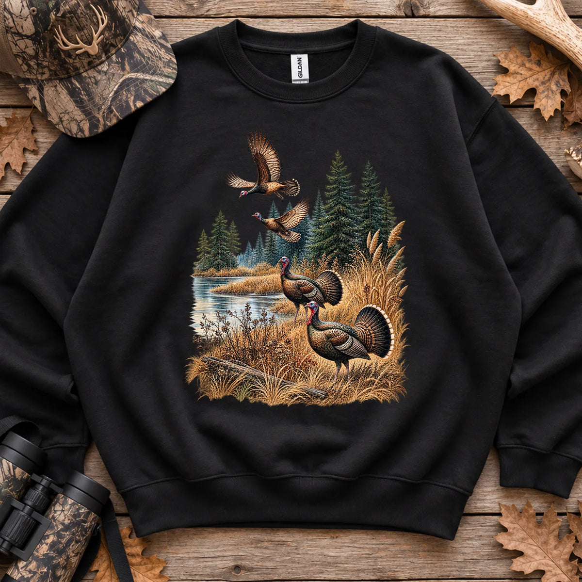 Turkey Fall Pond Sweatshirt in Black