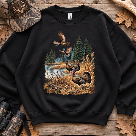 Turkey Fall Pond Sweatshirt in Black