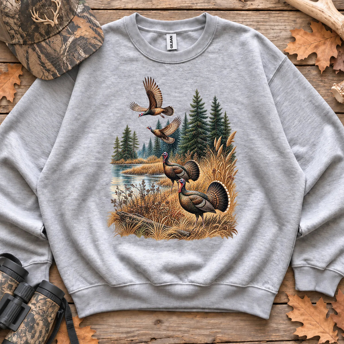 Turkey Fall Pond Sweatshirt in Sport Grey