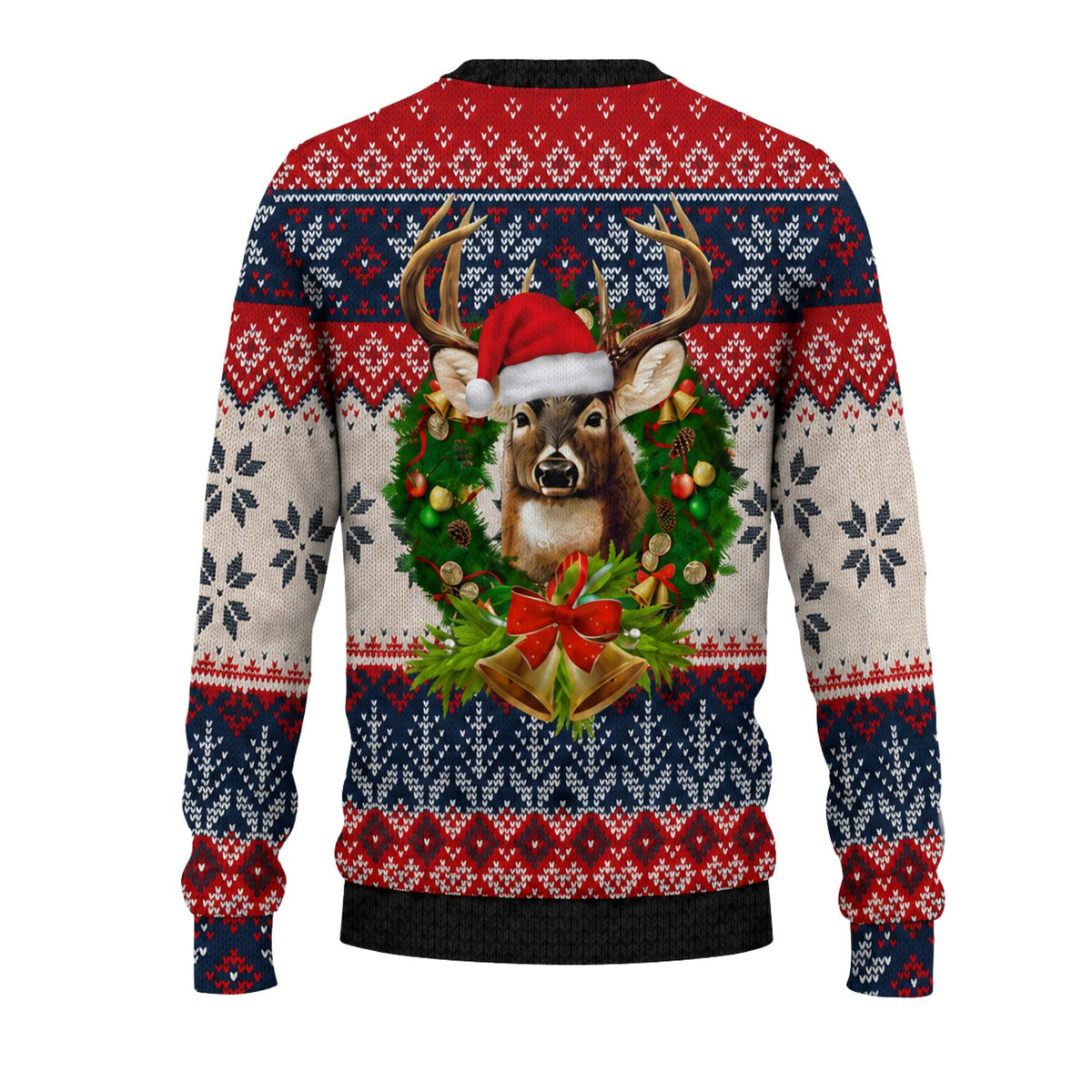 Back flat of the same buck wreath sweater