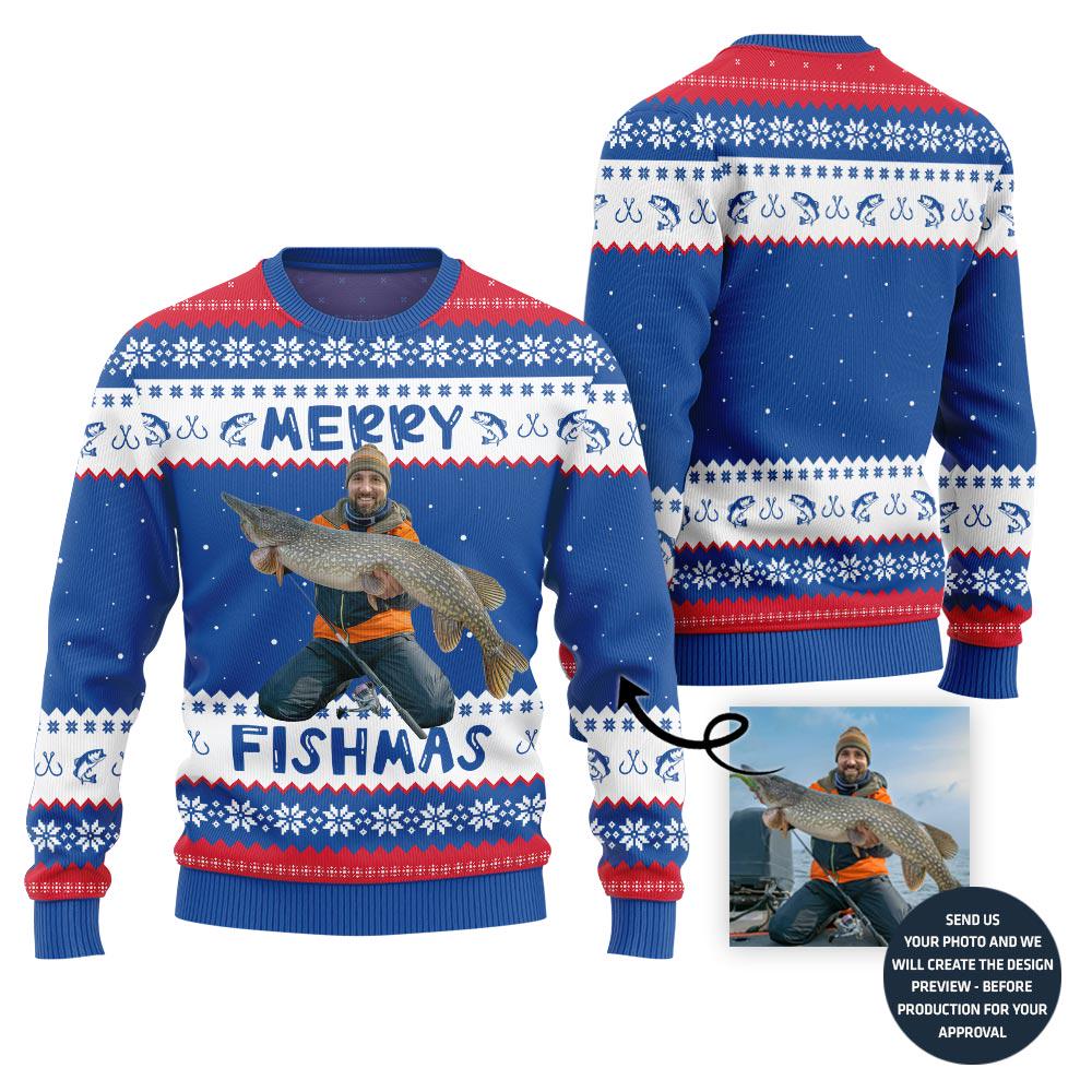 Blue body of the same orange-vest pike sweater