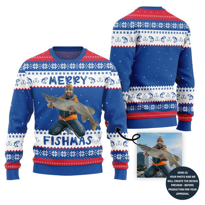 Blue body of the same orange-vest pike sweater