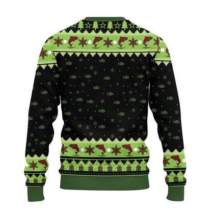 Back flat with green and red fish, snowflakes, and gift bands