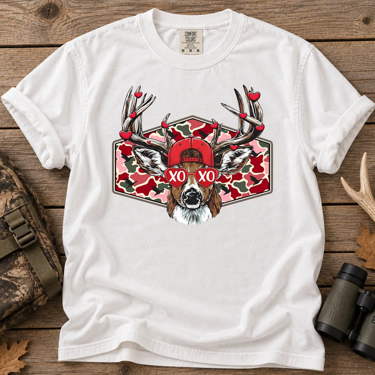 Valentine Buck Camo T-Shirt in White