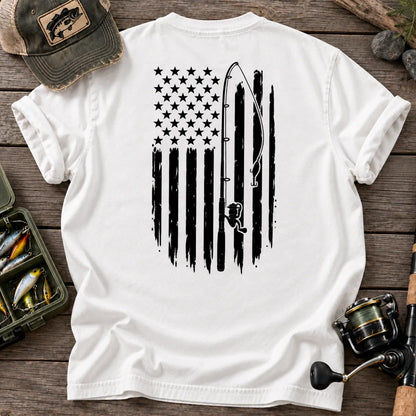 Vintage American Flag Fishing T-Shirt in White