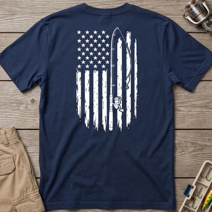 Vintage American Flag Fishing T-Shirt in Navy
