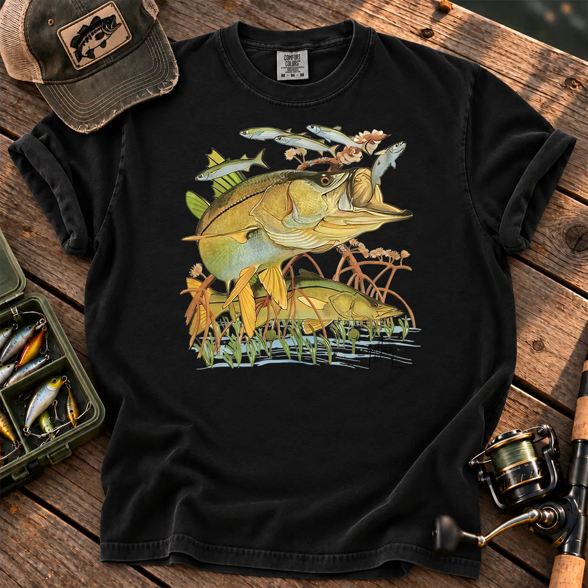 Vintage Bass Collage T-Shirt in Black