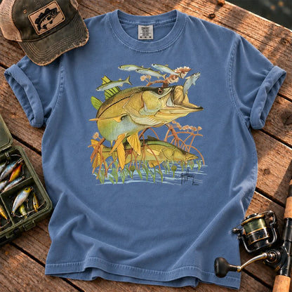 Vintage Bass Collage T-Shirt in Blue Jean