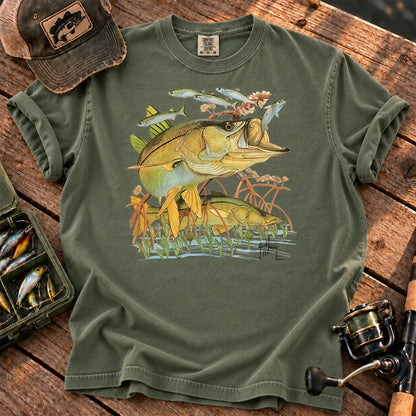 Vintage Bass Collage T-Shirt in Moss