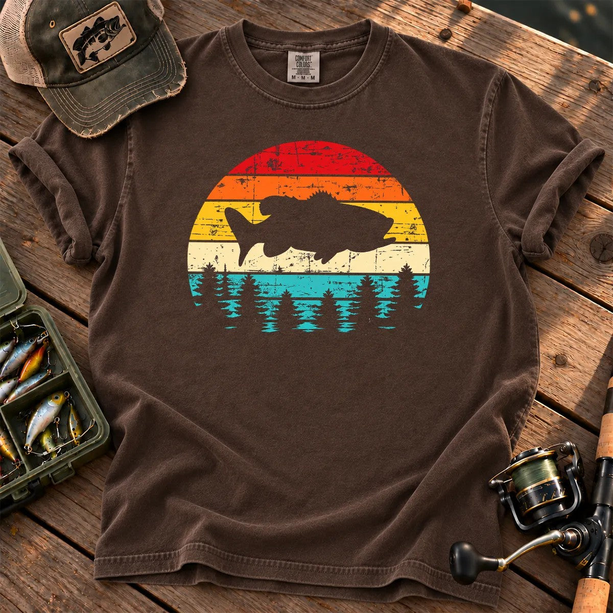 Vintage Bass Fishing T-Shirt in Espresso