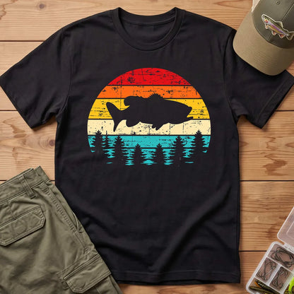 Vintage Bass Fishing T-Shirt in Black