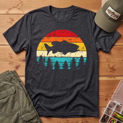 Vintage Bass Fishing T-Shirt in Dark Heather