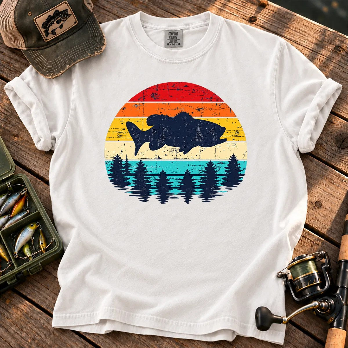 Vintage Bass Fishing T-Shirt in White