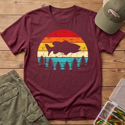Vintage Bass Fishing T-Shirt in Maroon