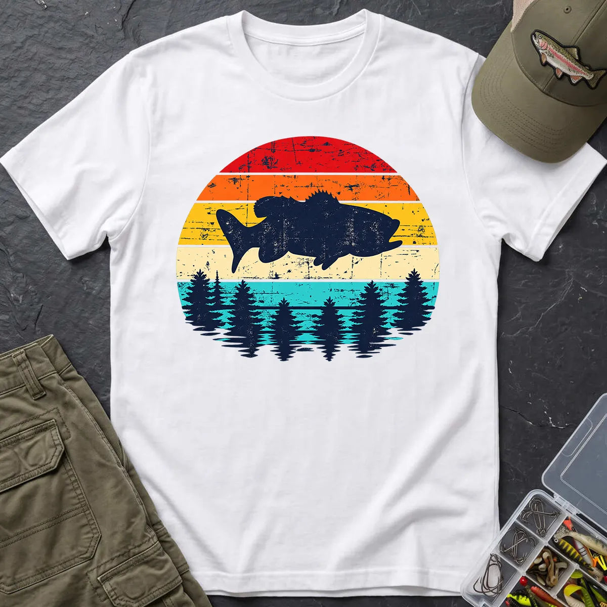 Vintage Bass Fishing T-Shirt in White