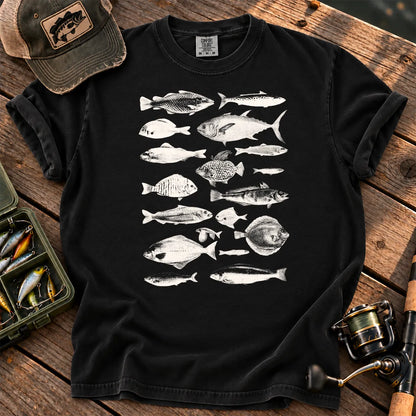 Vintage Fish Species T-Shirt in Black