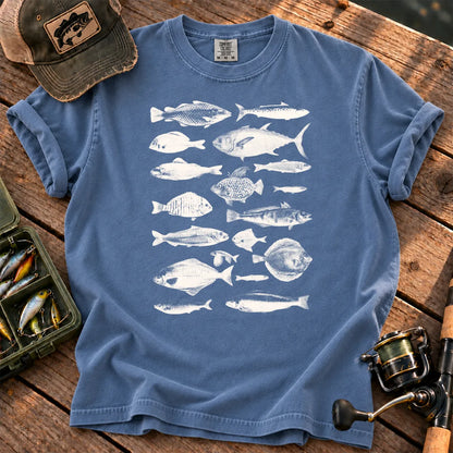 Vintage Fish Species T-Shirt in Blue Jean