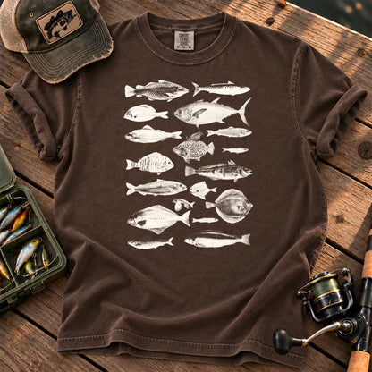 Vintage Fish Species T-Shirt in Espresso