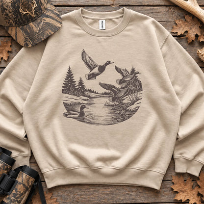 Vintage Flying Ducks Marsh Sweatshirt in Sand