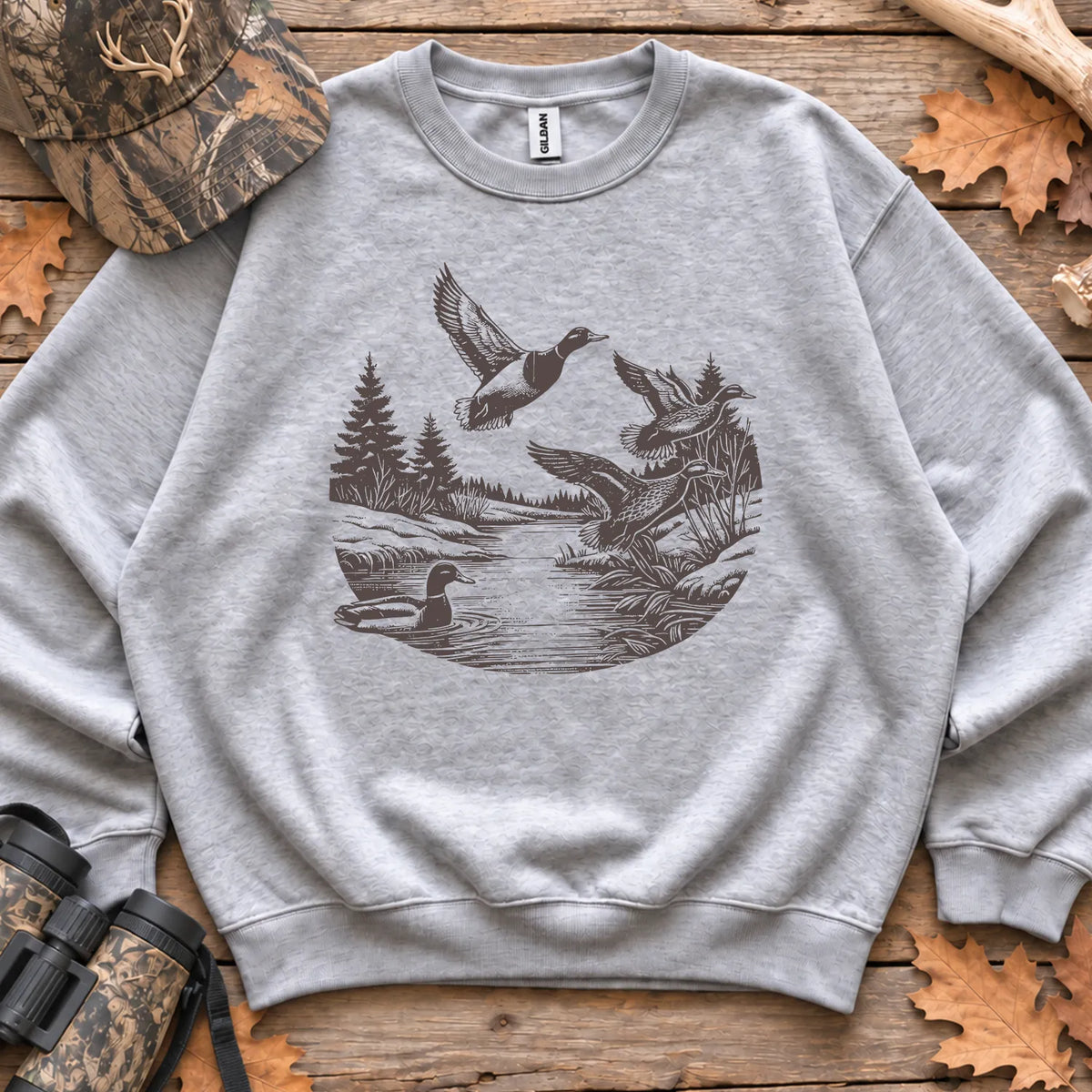 Vintage Flying Ducks Marsh Sweatshirt in Sport Grey