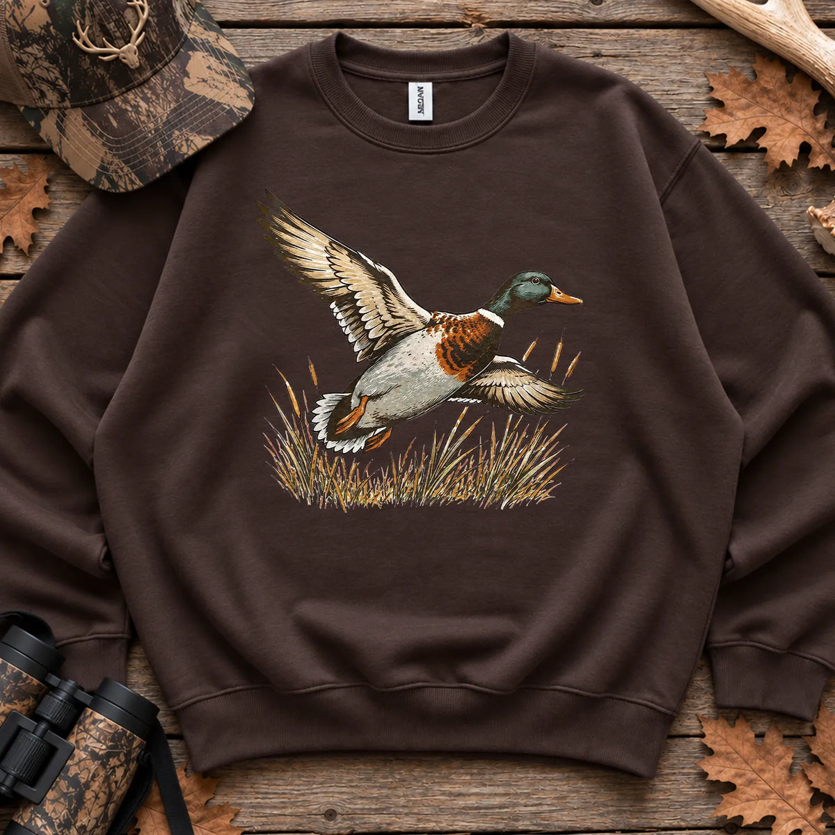 Vintage Flying Mallard Sweatshirt in Dark Chocolate