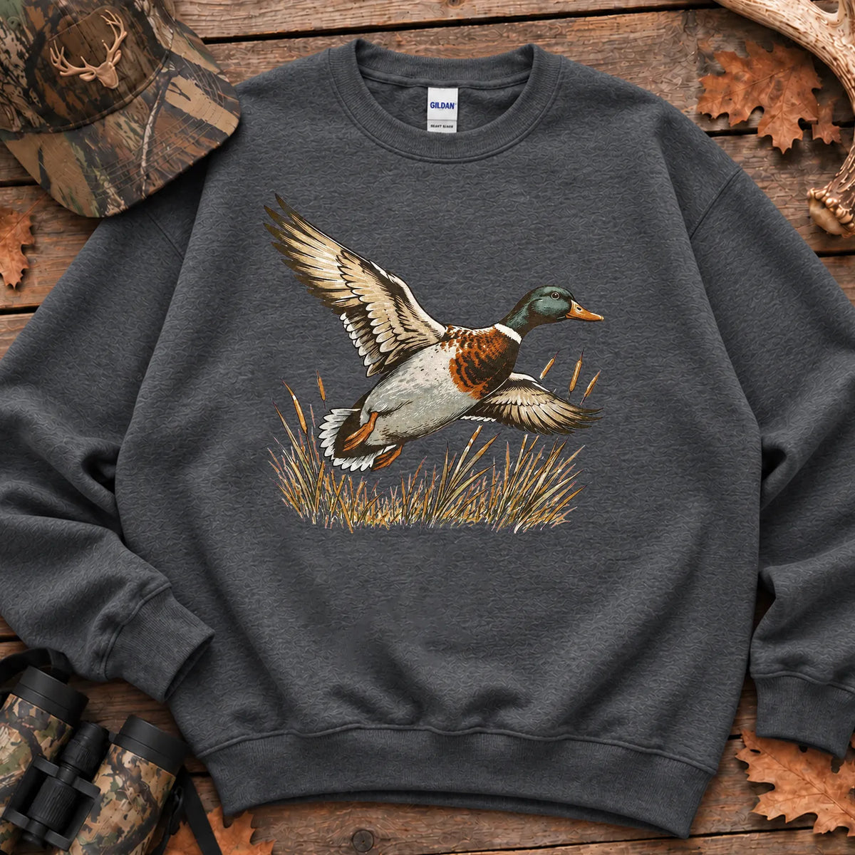 Vintage Flying Mallard Sweatshirt in Dark Heather