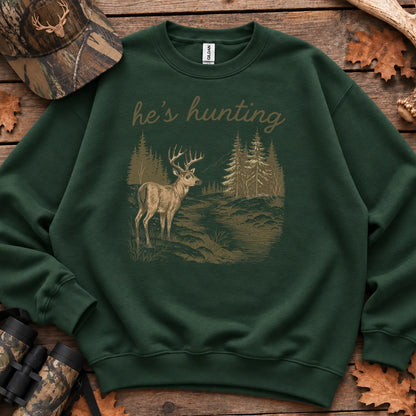 Vintage Hes Hunting Deer Sweatshirt in Forest Green