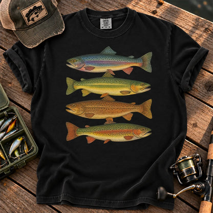 Vintage Rainbow Trout Species T-Shirt in Black