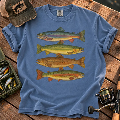 Vintage Rainbow Trout Species T-Shirt in Blue Jean