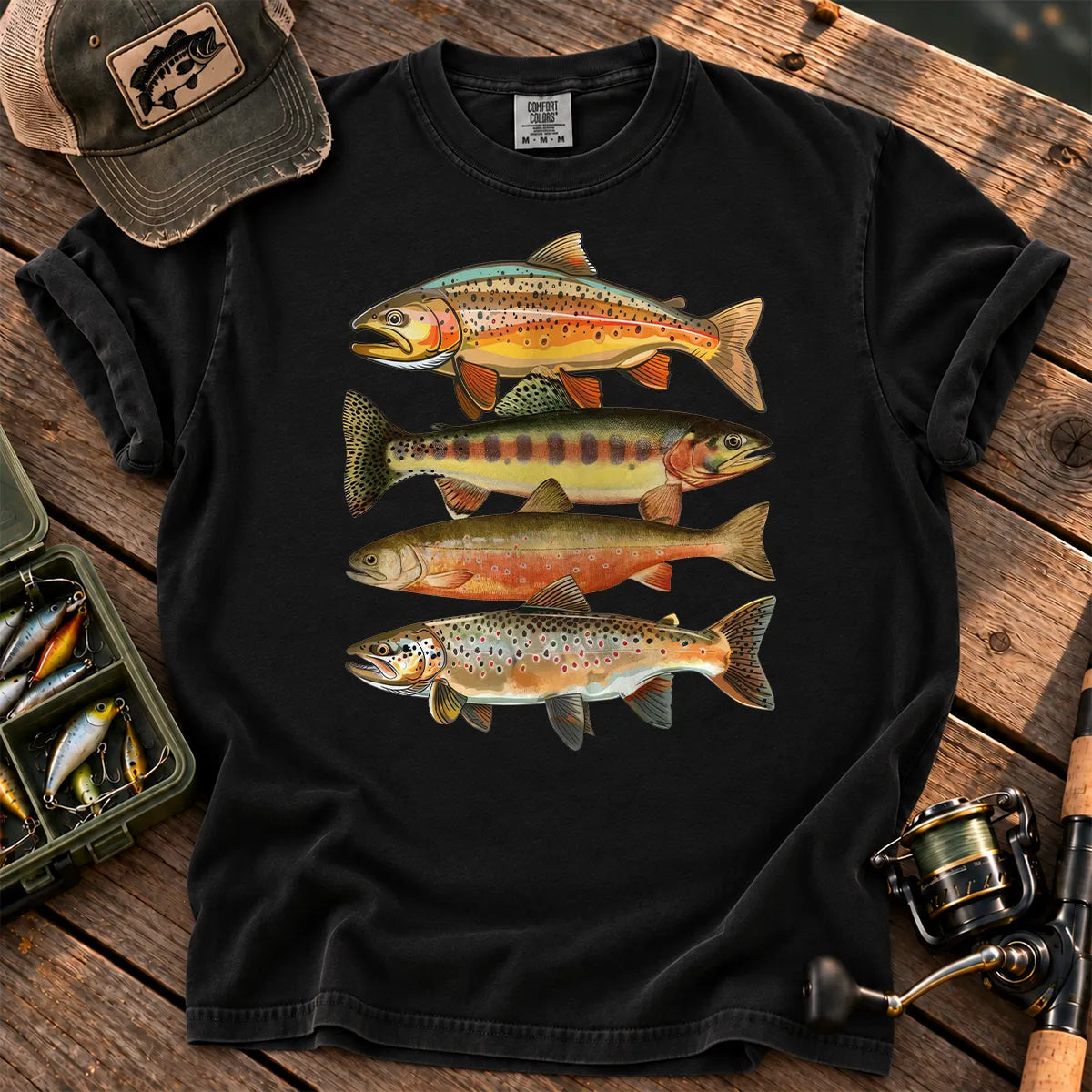 Vintage Trout Species T-Shirt in Black