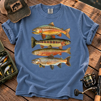 Vintage Trout Species T-Shirt in Blue Jean