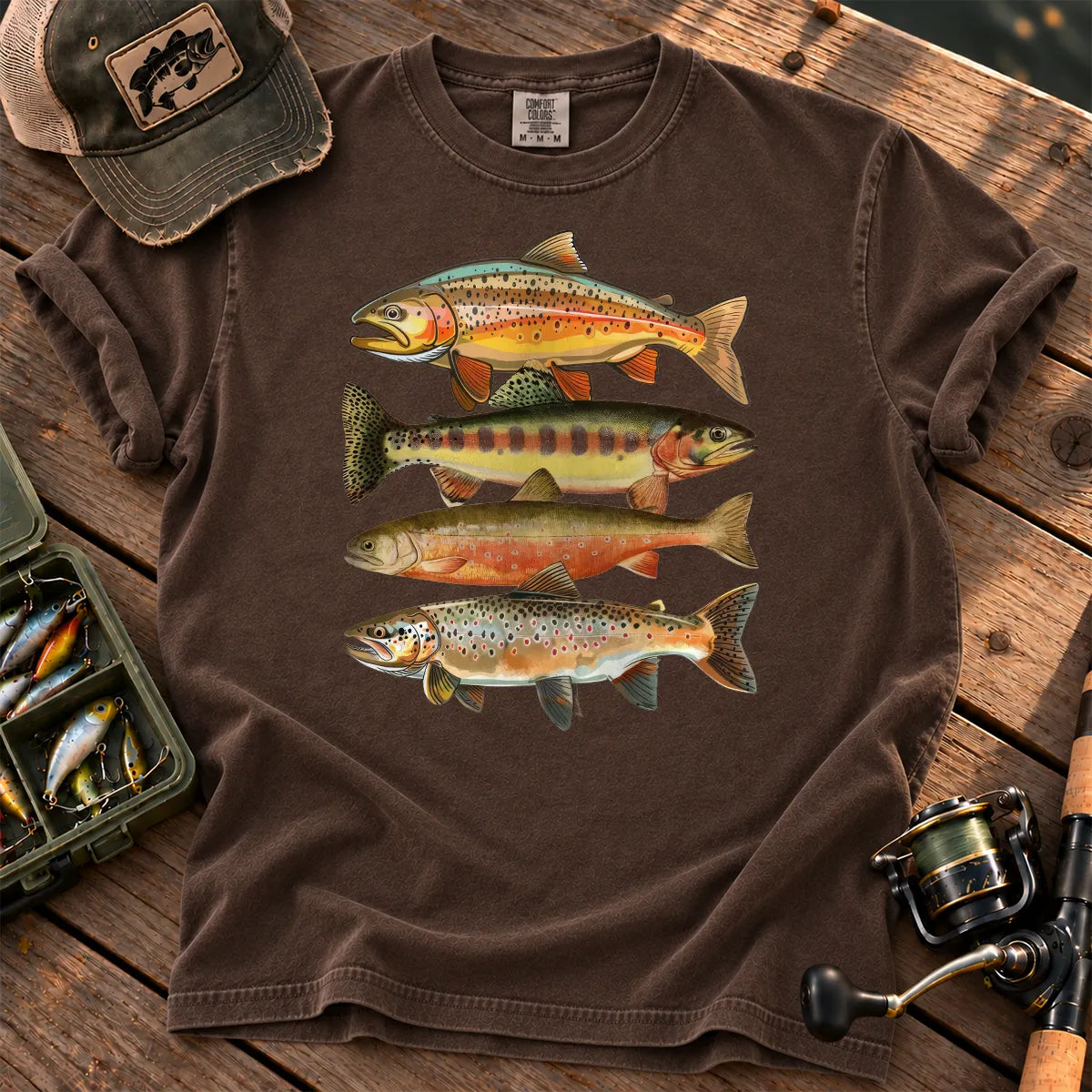 Vintage Trout Species T-Shirt in Espresso