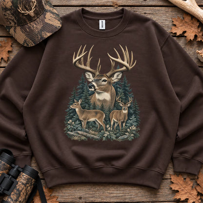 Vintage Whitetail Deer Family Sweatshirt in Dark Chocolate