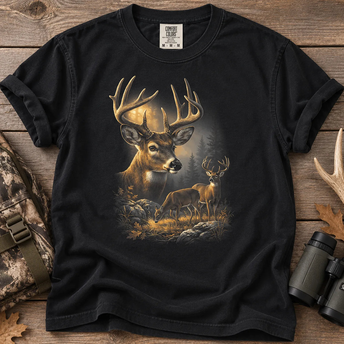 Vintage Whitetail Deer T-Shirt in Black