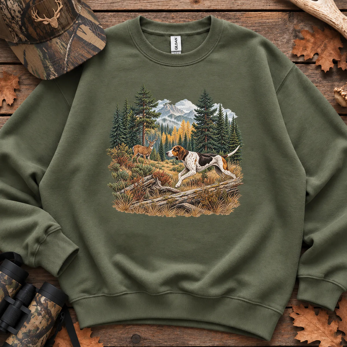 Walker Hound Running Sweatshirt in Military Green