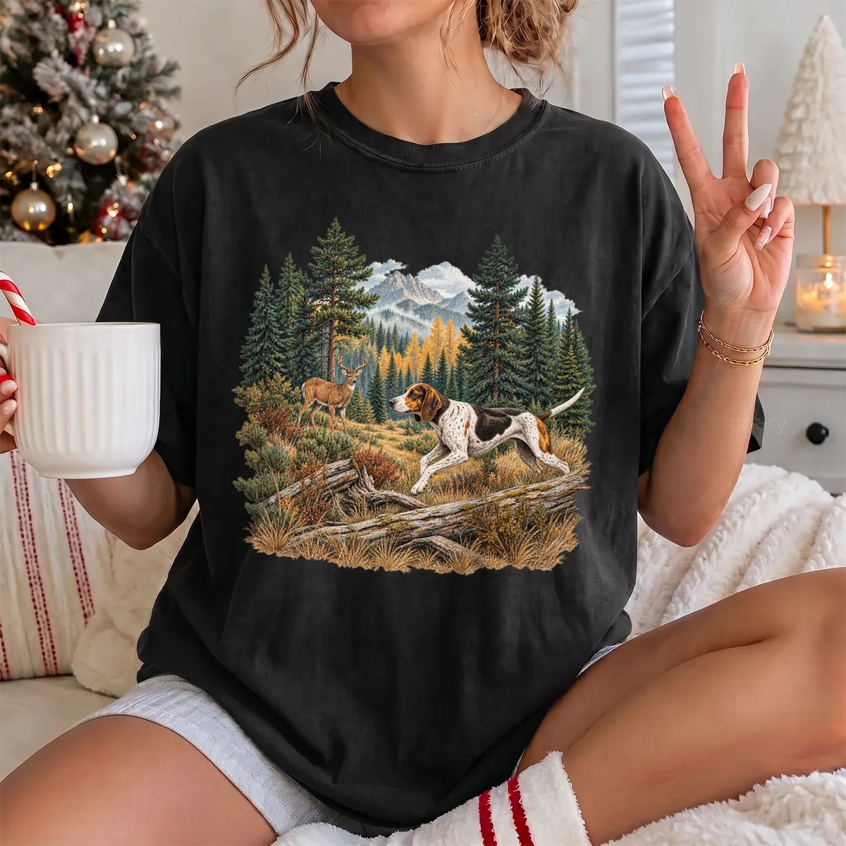 Walker Hound Running T-Shirt Women model in Black