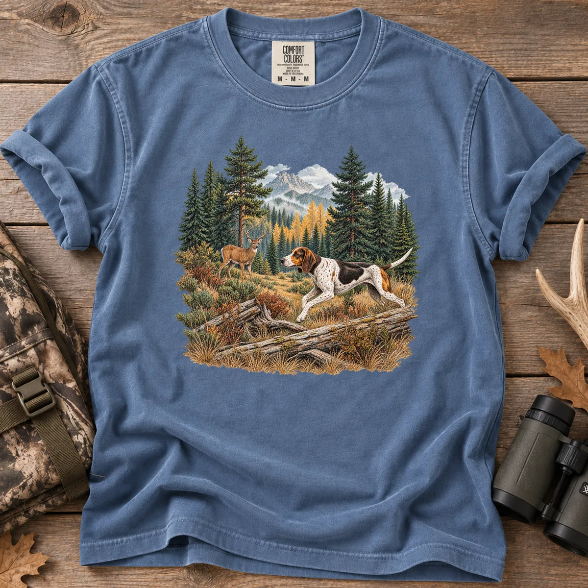 Walker Hound Running T-Shirt in Blue Jean