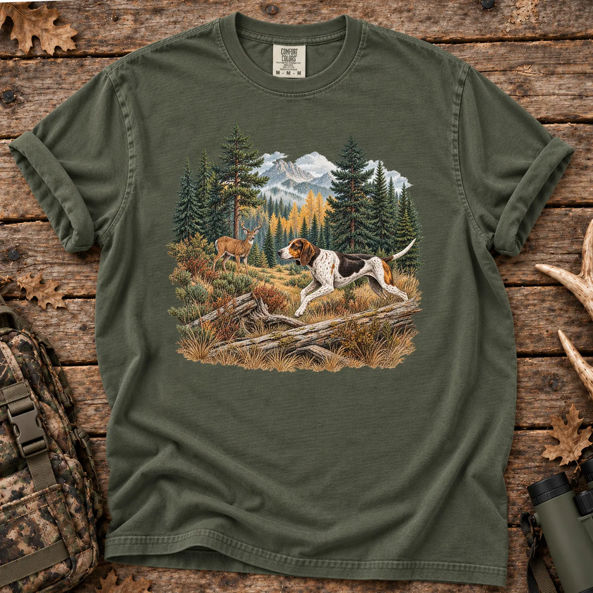 Walker Hound Running T-Shirt in Moss