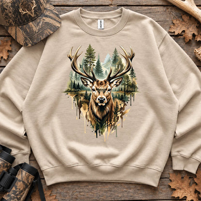 Watercolor Deer Forest Sweatshirt in Sand