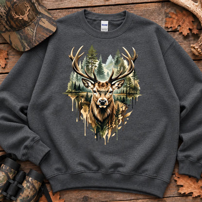 Watercolor Deer Forest Sweatshirt in Dark Heather
