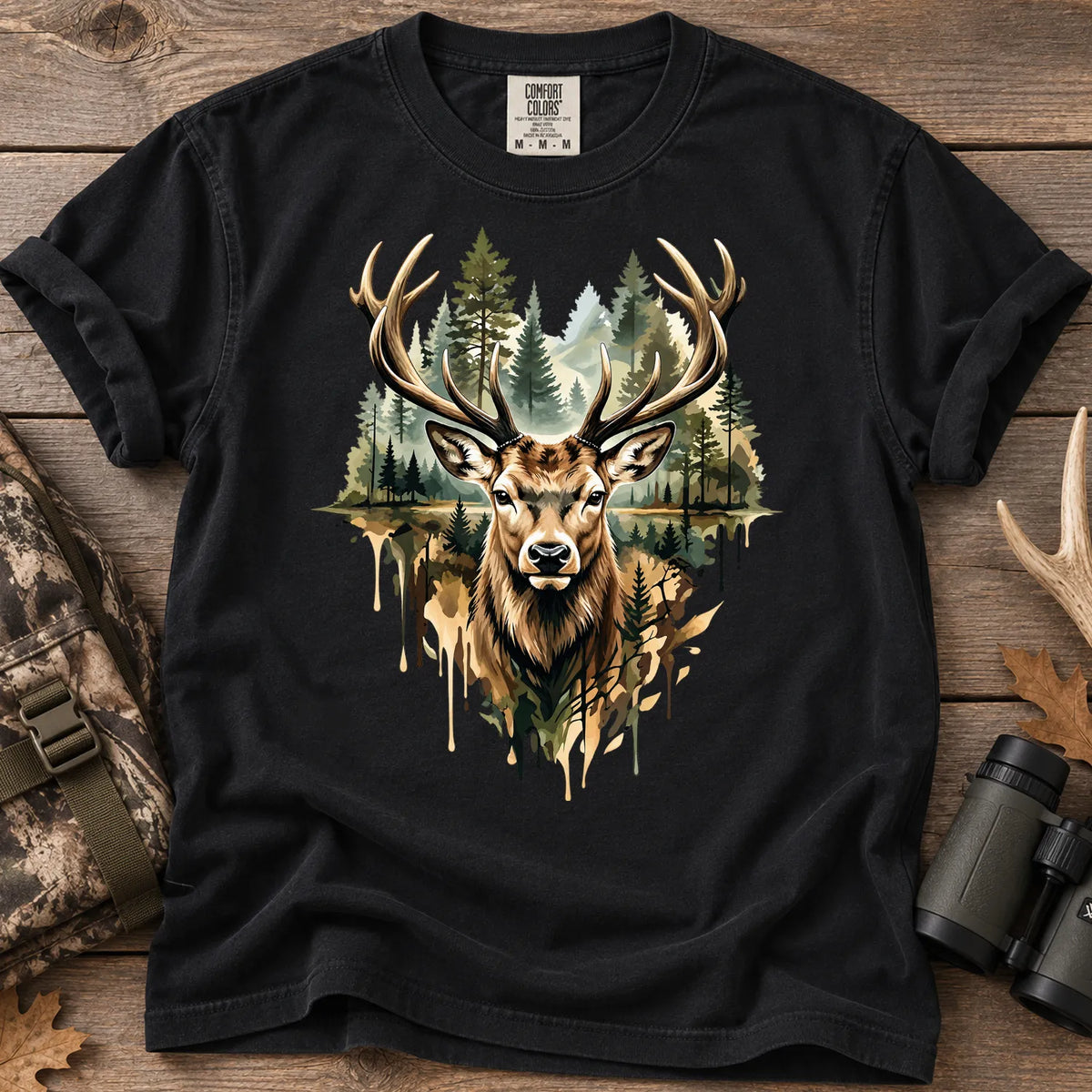 Watercolor Deer T-Shirt in Black