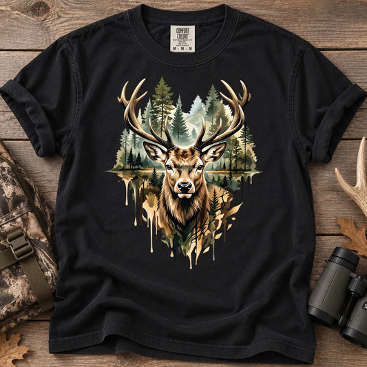 Watercolor Deer T-Shirt in Black