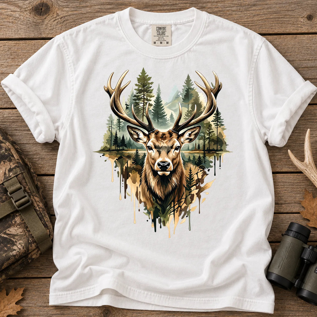 Watercolor Deer T-Shirt in White