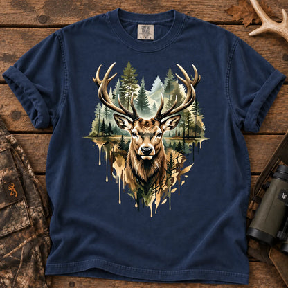 Watercolor Deer T-Shirt in True Navy