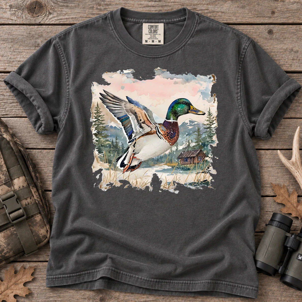 Watercolor Mallard Duck T-Shirt in Pepper