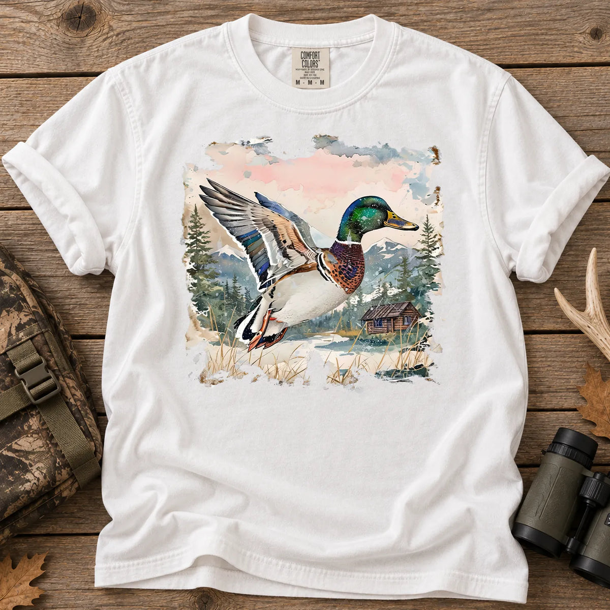 Watercolor Mallard Duck T-Shirt in White